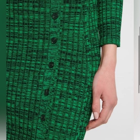 Self-Portrait Buttoned Side-Slit Rib Knitted Midi Skirt in Green - Picture 4 of 12